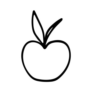 Beyaz arkaplanda yaprakları olan bir elma tasviri