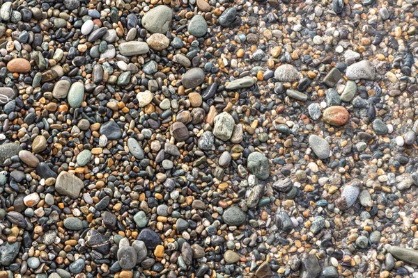 Vacker Konsistens Färgglada Släta Stenar Stranden Vid Havet — Stockfoto