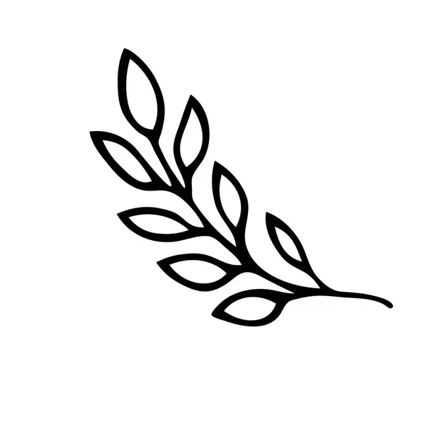 Illustration Une Branche Noire Avec Des Feuilles Isolées Sur Fond — Image vectorielle