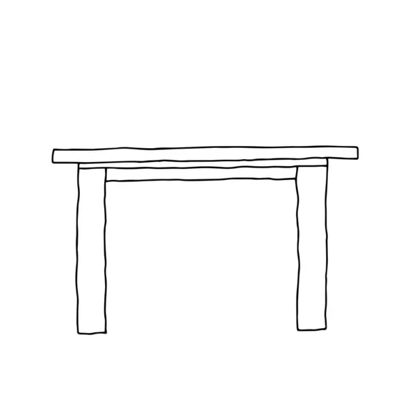 白い背景に孤立したテーブルの黒いベクトルのアウトライン図 — ストックベクタ