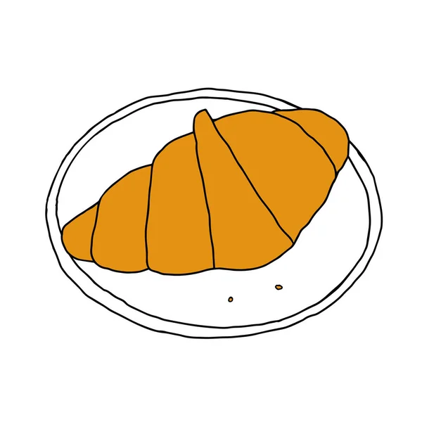 Eine Von Hand Gezeichnete Vektor Illustration Eines Croissants Auf Einem — Stockvektor