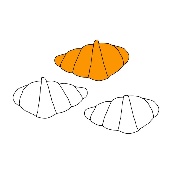 Vector Negro Dibujado Mano Ilustración Grupo Croissants Amarillos Aislados Sobre — Archivo Imágenes Vectoriales