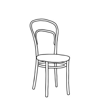 Beyaz arkaplanda izole edilmiş bir sandalyenin Siyah Vektör çizimi