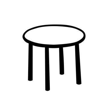 Siyah Vektör beyaz zemin üzerinde izole edilmiş yuvarlak bir tablo çizimi