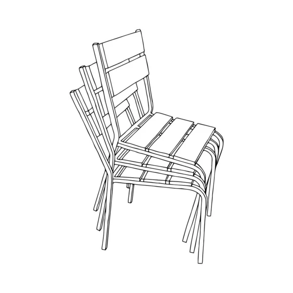 Illustration Vectorielle Noire Une Pile Chaises Isolées Sur Fond Blanc — Image vectorielle