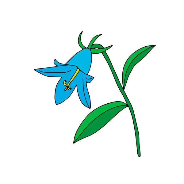 Une Illustration Vectorielle Bleue Verte Une Clochette Avec Des Feuilles — Image vectorielle