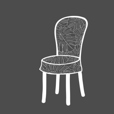 Gri bir arka planda izole edilmiş kapağı olan bir sandalyenin Beyaz Vektör çizimi