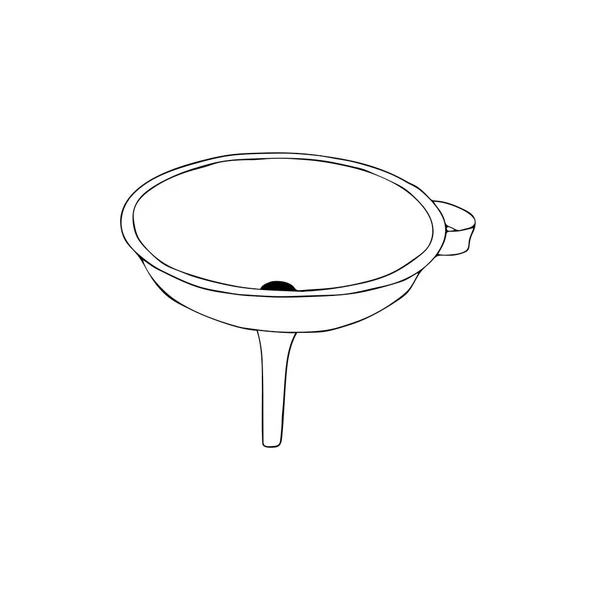 Uma Ilustração Vetorial Preta Desenhada Mão Funil Metálico Isolado Sobre — Vetor de Stock