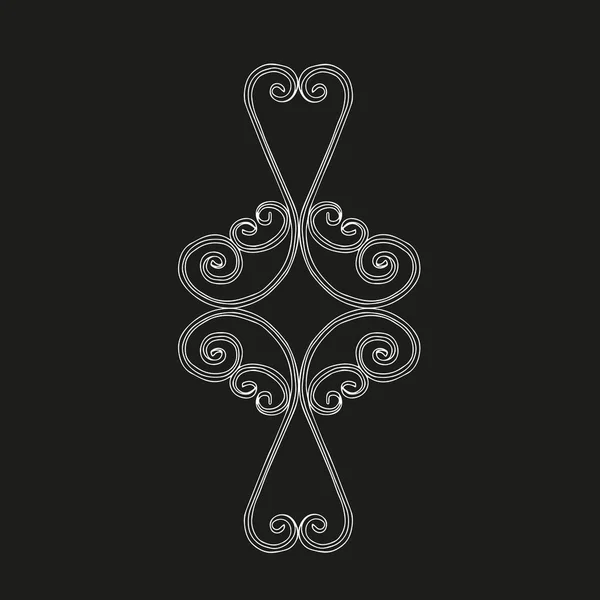 Векторна Контурна Ілюстрація Білого Декоративного Елемента Чавуну Чорному Тлі — стоковий вектор