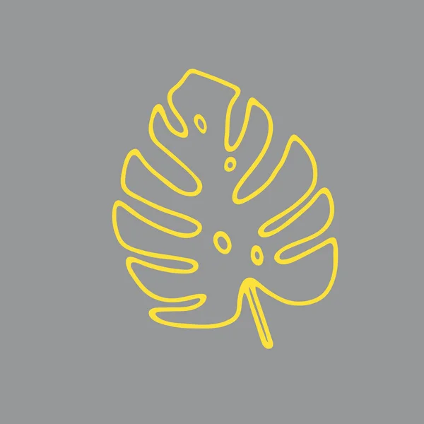 Illustration eines gelben Blatt-Monstera isoliert auf grauem Hintergrund — Stockvektor