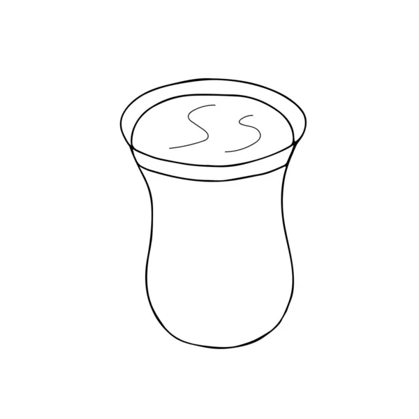 Zwarte hand tekening vector illustratie van een turks glas hete thee geïsoleerd op een witte achtergrond — Stockvector