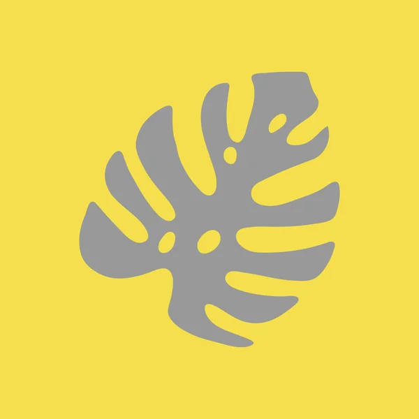 Illustratie van een grijs blad monstera geïsoleerd op een gele achtergrond — Stockvector
