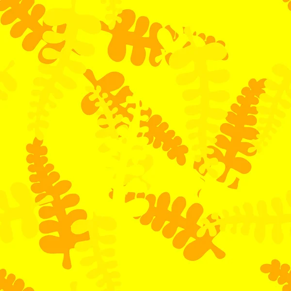 Векторная иллюстрация Рука тонет в оранжевых и желтых листьях папоротника. Бесшовный рисунок — стоковый вектор