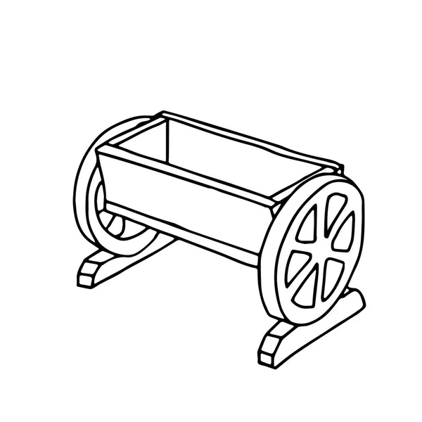 Esquema Dibujado Mano Vector Negro Ilustración Hermoso Camión Madera Para — Vector de stock