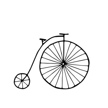 Beyaz arka planda izole edilmiş eski bir yetişkin döngüsünün güzel bir el çizimi siyah vektör çizimi