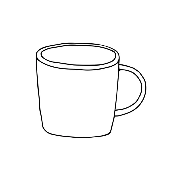 Illustration Vectorielle Dessin Main Noir Blanc Une Tasse Pour Thé — Image vectorielle