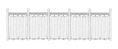 Beyaz arka planda izole edilmiş Siyah Vektör illüstrasyon metal çit