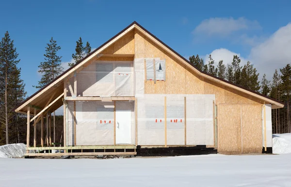 Construction cottage in the forest area — Stock Photo, Image