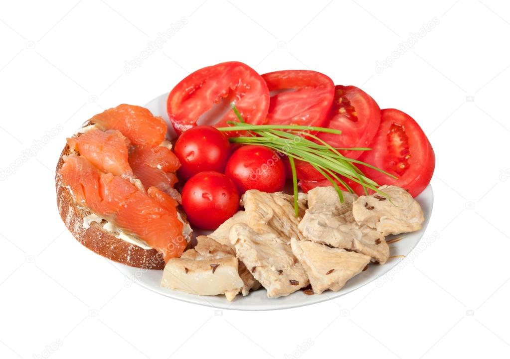 Proper nutrition for athletes isolated on white with clipping pa