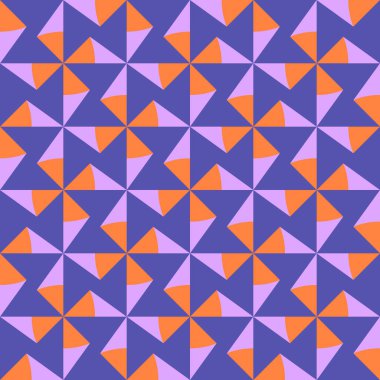 Geometrik üçgen pürüzsüz desen mor, pembe ve turuncu renklerde. 