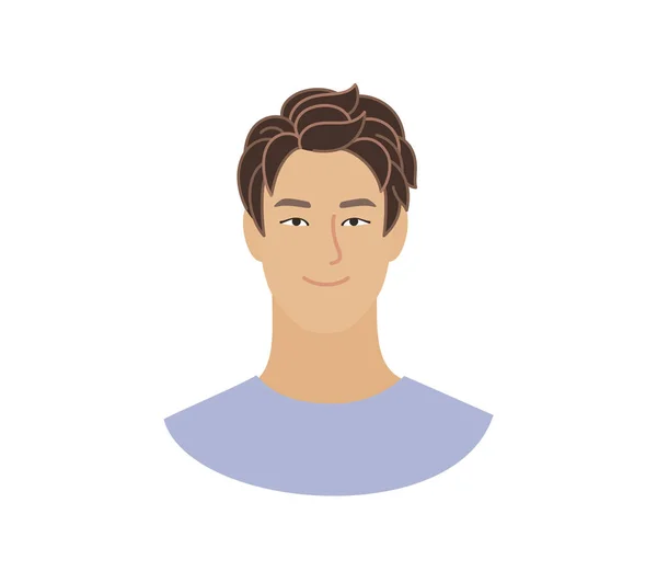 Happy Korean Man Modern Hairstyle Avatar Male Profile Character Cartoon — Stock Vector