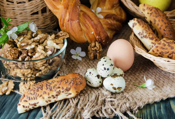 Pasteles e ingredientes caseros — Foto de Stock