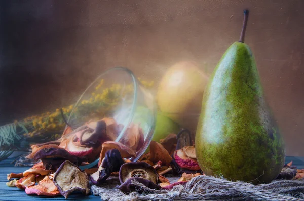Still life with dried fruits from apples and pears — Stock Photo, Image