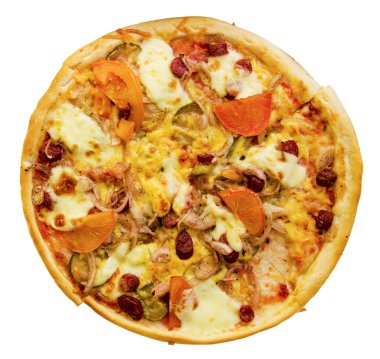 Beyaz bir arka plan üzerinde pizza portre