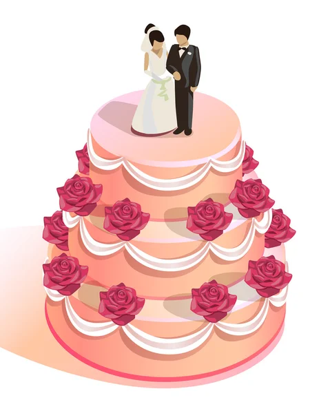 Pastel de boda — Vector de stock