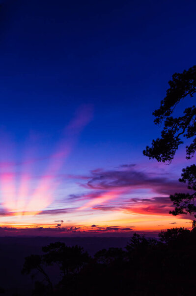 Twilight sky at Phu Kra Dueng National park of Thailand