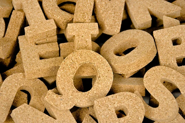 Collection of cork block letters — Stock Photo, Image