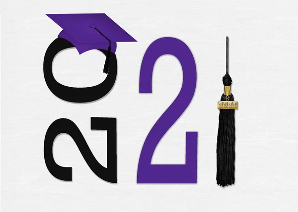 Tampa Graduação Roxo Com Borla Preta Para Classe 2021 Isolado — Fotografia de Stock