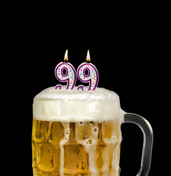 Number Candle Beer Mug Birthday Celebration Isolated Black — Stock Photo, Image