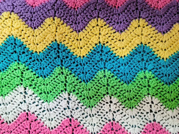 Filato Colorato Zigzag Arcobaleno Crochet Pattern — Foto Stock