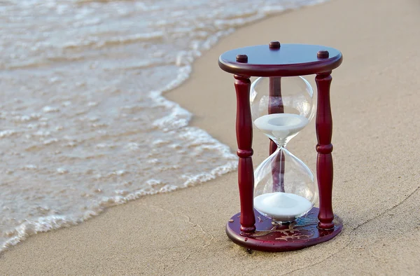 Sand timer on the seashore