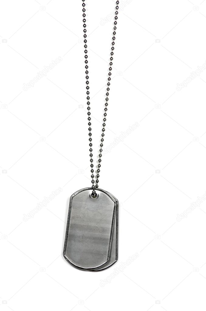 Military dog tags on white