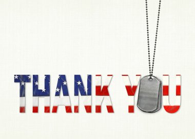 Military thank you with dog tags clipart