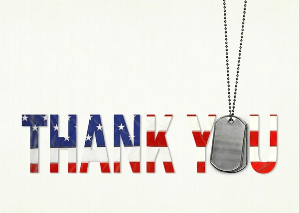 Military thank you with dog tags — Stock Photo, Image