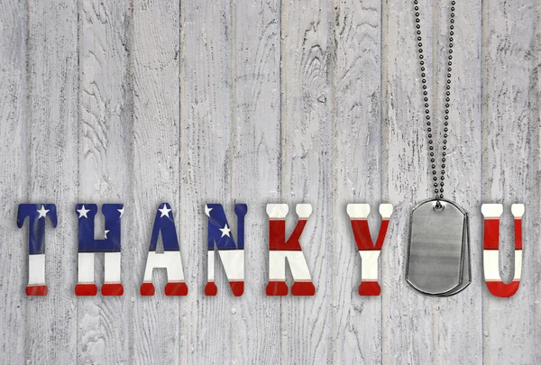 Military dog tags thank you — Stock Photo, Image