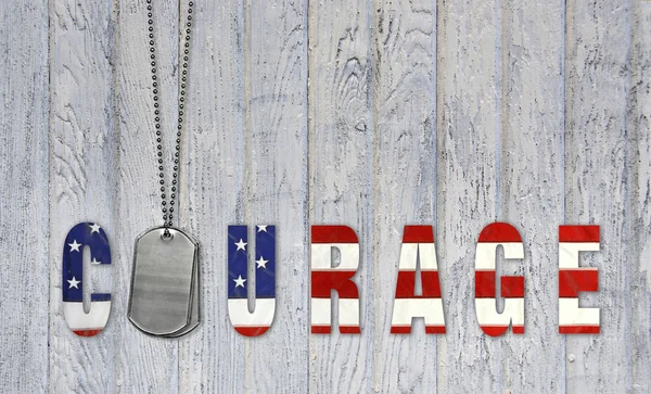 Military dog tags for courage — Stock Photo, Image