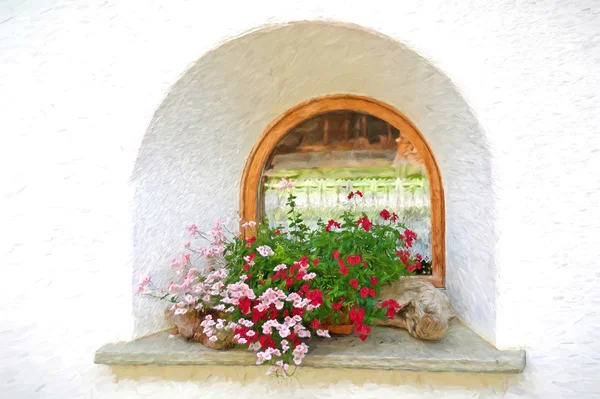 꽃과 유 목 창 인상파 — 스톡 사진