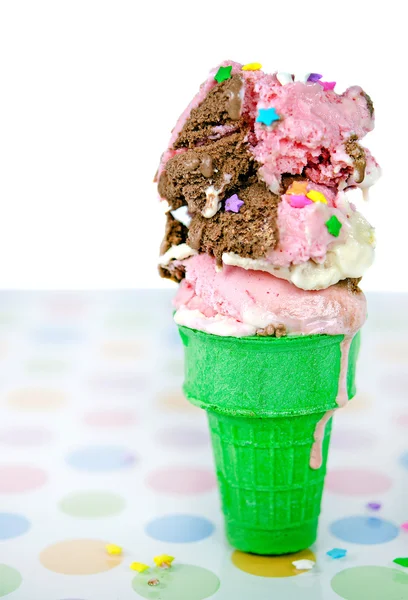 Neapolitan ice cream cone — Stock Photo, Image