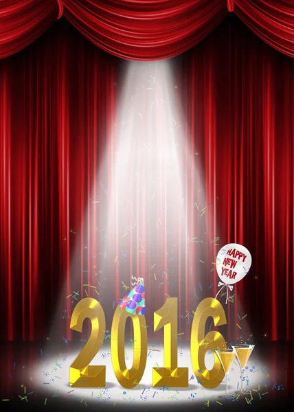 Ano Novo 2016 sob os holofotes — Fotografia de Stock