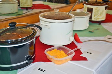 chili cook-off with crock pots clipart