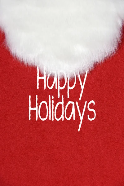 Witte Santa baard op rood voor Happy Holidays — Stockfoto