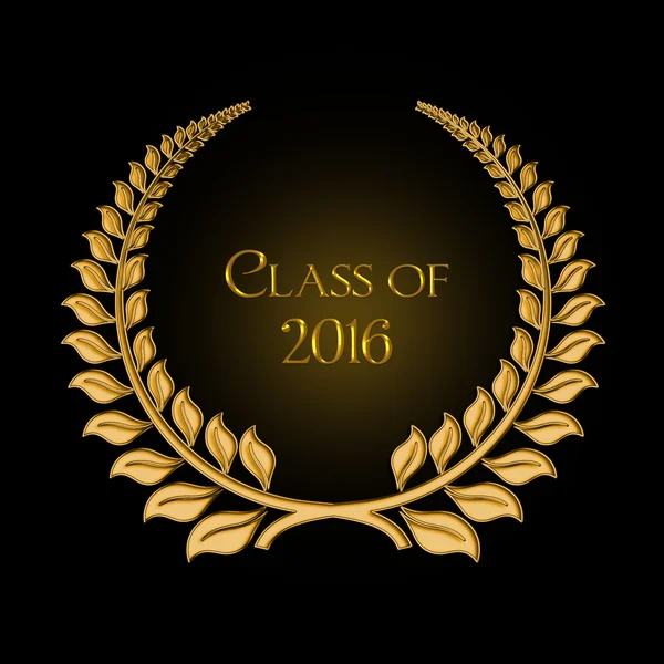 Gold laurel on black for graduation class of 2016 — Stock Photo, Image