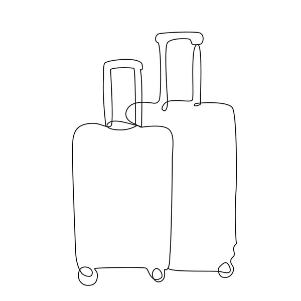 Continuous Line Drawing Suitcases Luggage Trendy One Line Draw Design — 图库矢量图片