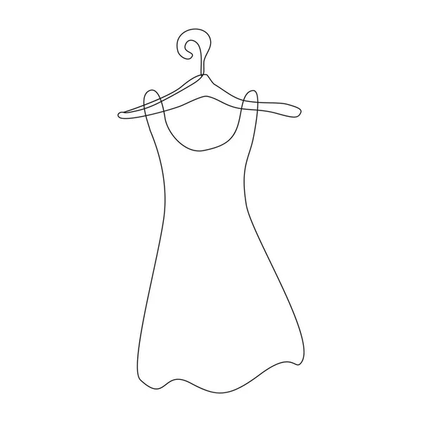 Kontinuierliche Linie Zeichnung Kleid Auf Einem Kleiderbügel Trendige Eine Linie — Stockvektor