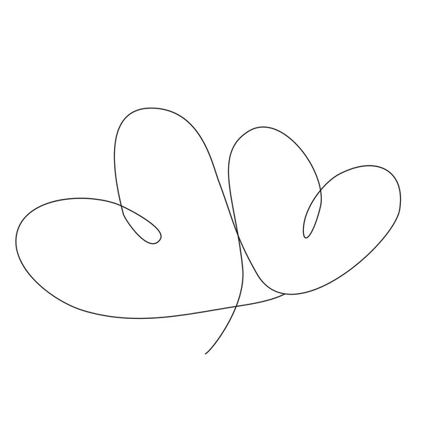 Continuous Line Drawing Two Hearts Love Theme Trendy One Line — Stockový vektor