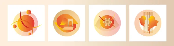 Modern Set Abstract Gradient Compositions Logos Designs Highlights Gold Orange — Stock Vector